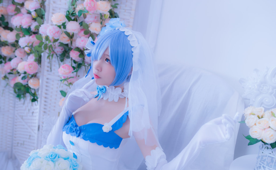 【花开绽放的梦幻婚礼】二佐Nisa小姐姐cos《唯美蕾姆花嫁》插图2 【花开绽放的梦幻婚礼】二佐Nisa小姐姐cos《唯美蕾姆花嫁》
