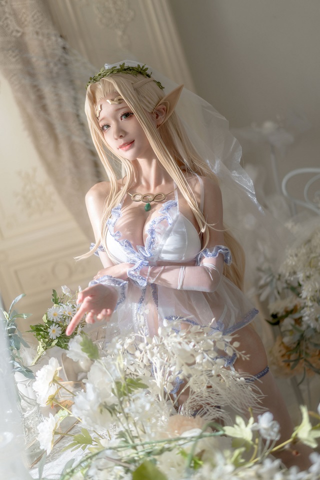蠢沫沫 cos 婚纱版的“白精灵” [coser@蠢沫沫 cos 图集]