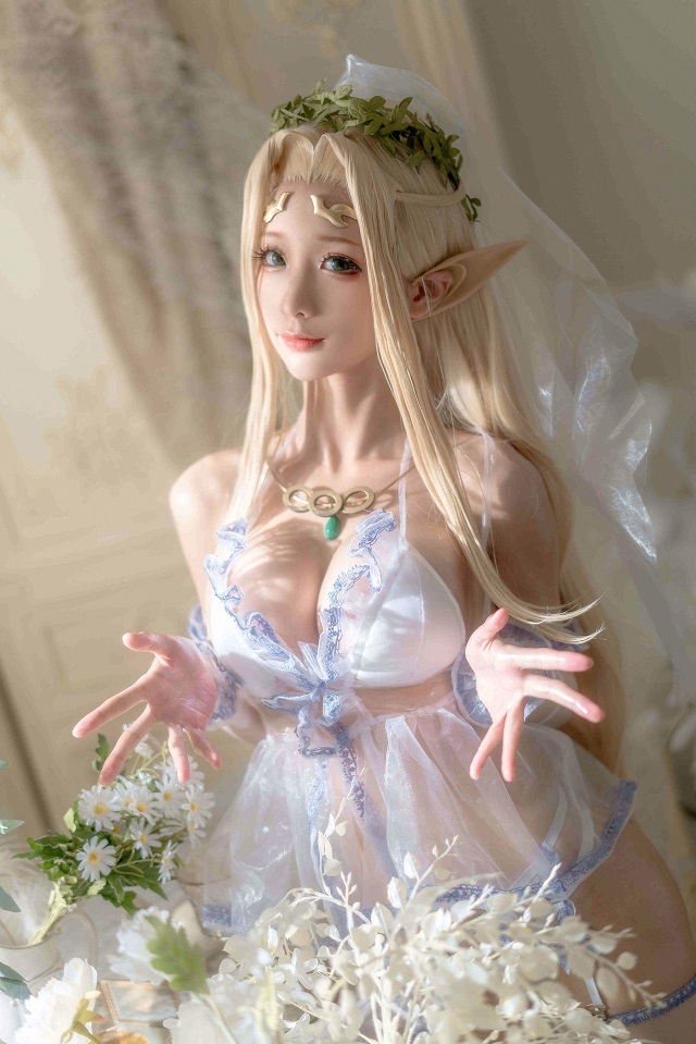 蠢沫沫 cos 婚纱版的“白精灵” [coser@蠢沫沫 cos 图集]