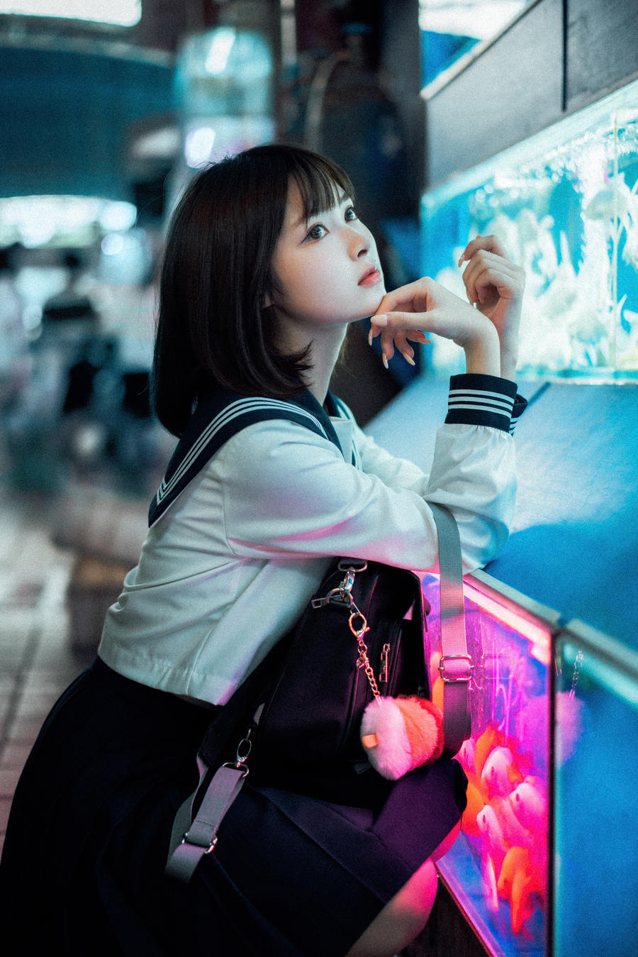 河豚抚子COS:穿越水族馆的美少女JK,镜头前的独特魅力 河豚抚子COS:穿越水族馆的美少女JK,镜头前的独特魅力