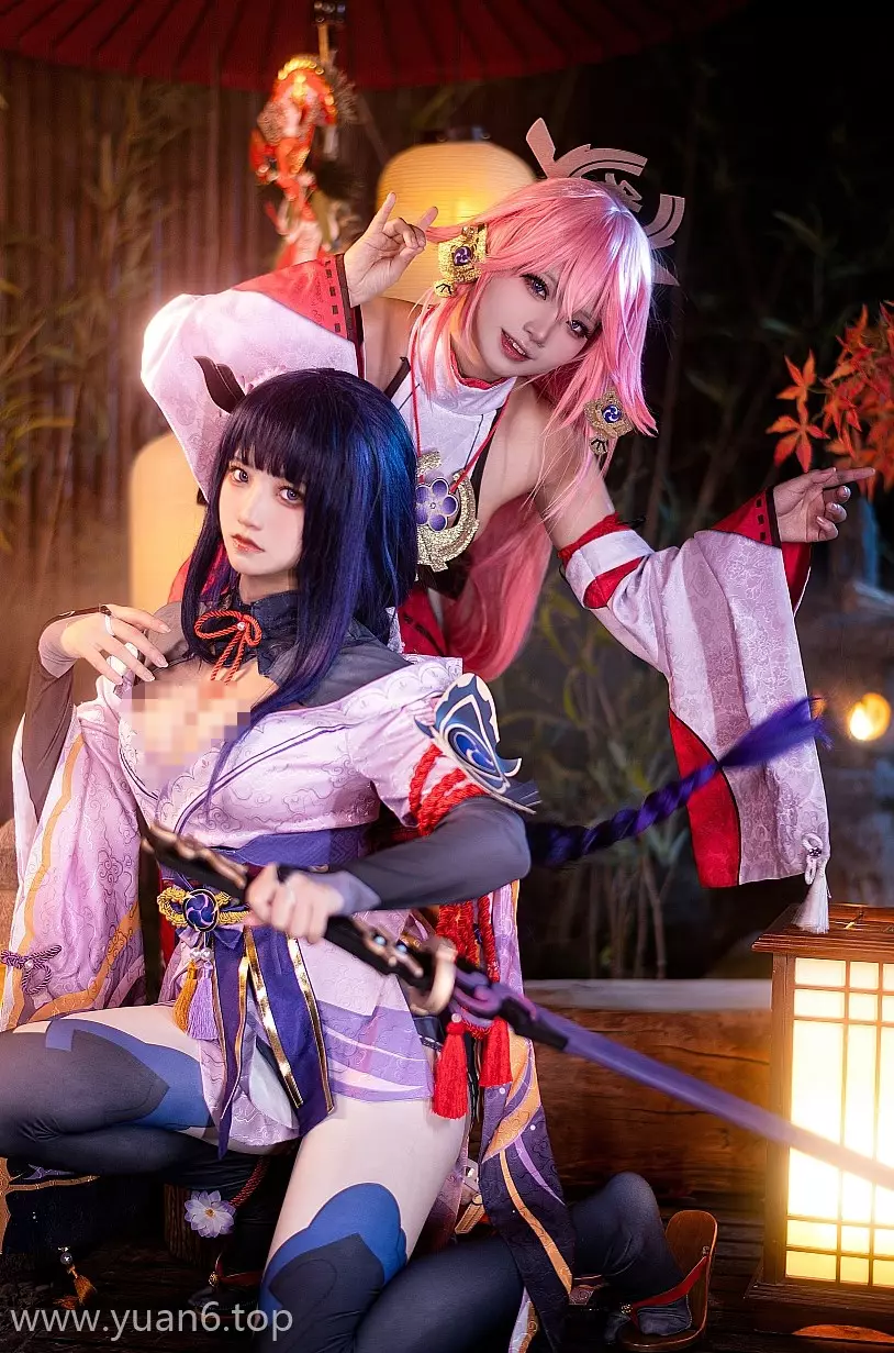 美图欣赏丨Coser伊喵君_Nya&#038;桃景三酪-八重神子&#038;雷神-鸣神双人 双倍快乐