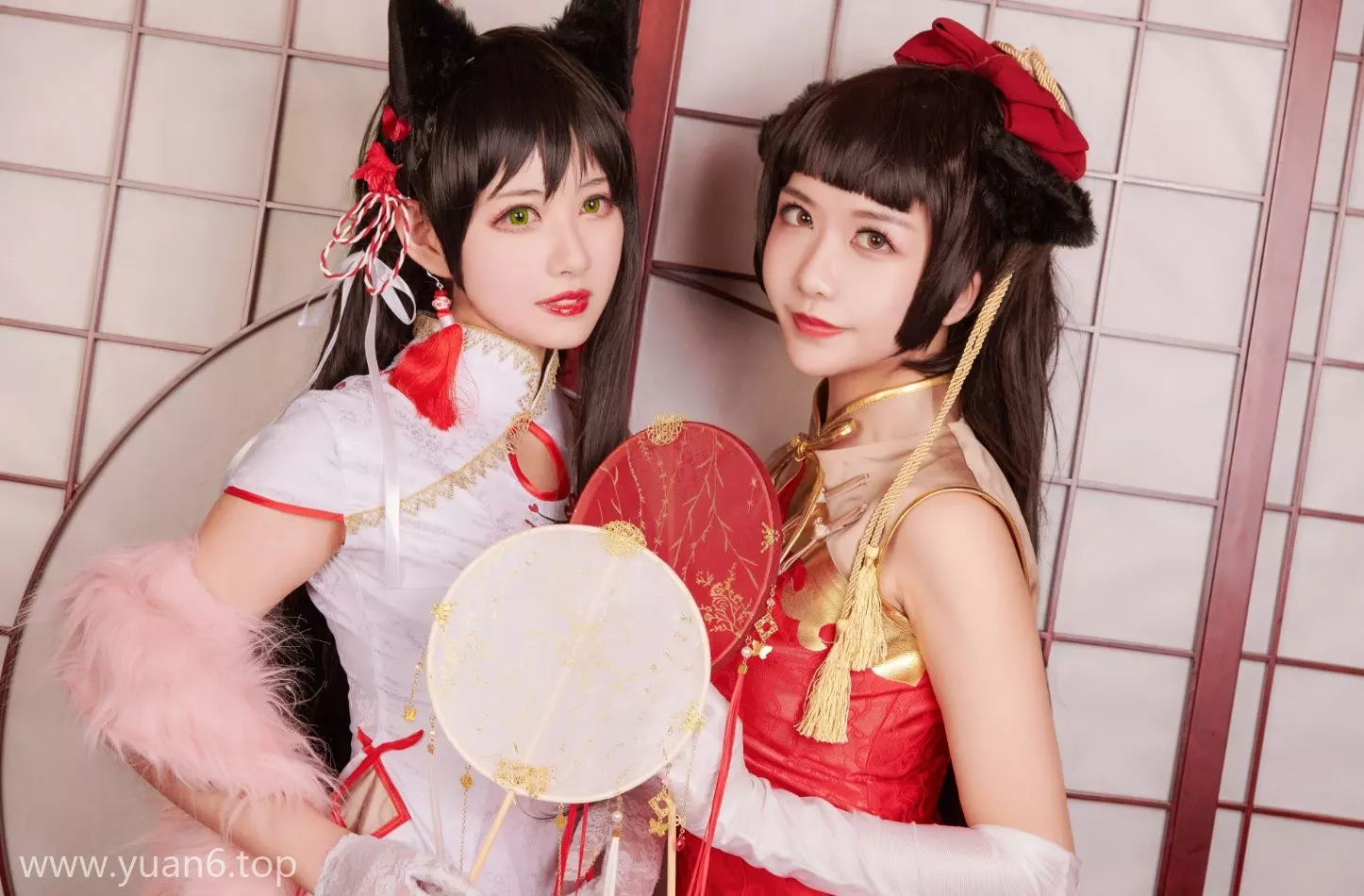 美图欣赏丨Coser源纱希喵喵喵&#038;Meiyi全部图片集之烛墨犬獒旗袍