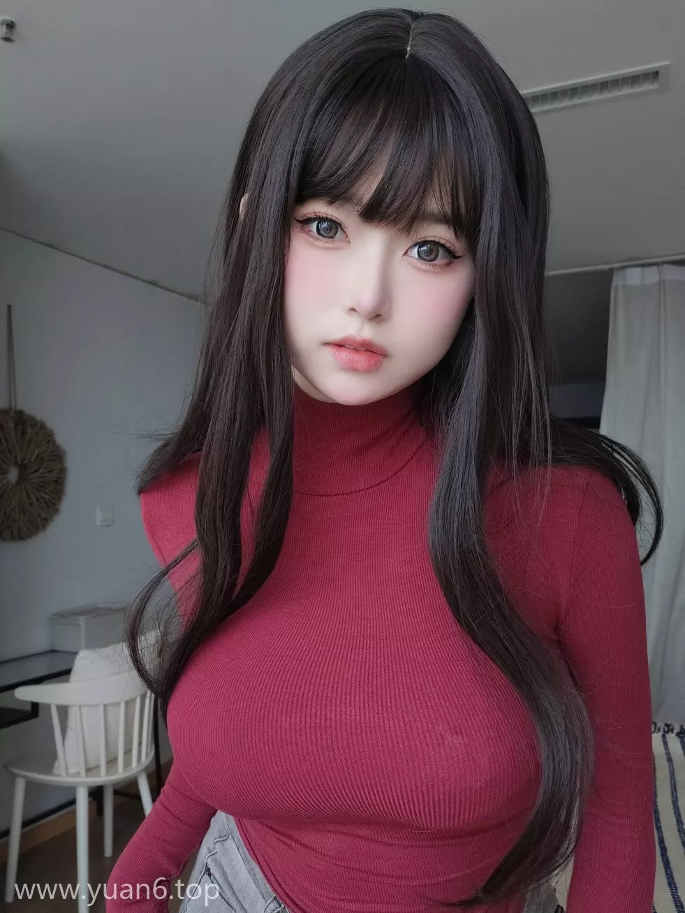 美图欣赏丨Coser女主K作品全集之红色毛衣的妹妹图片欣赏