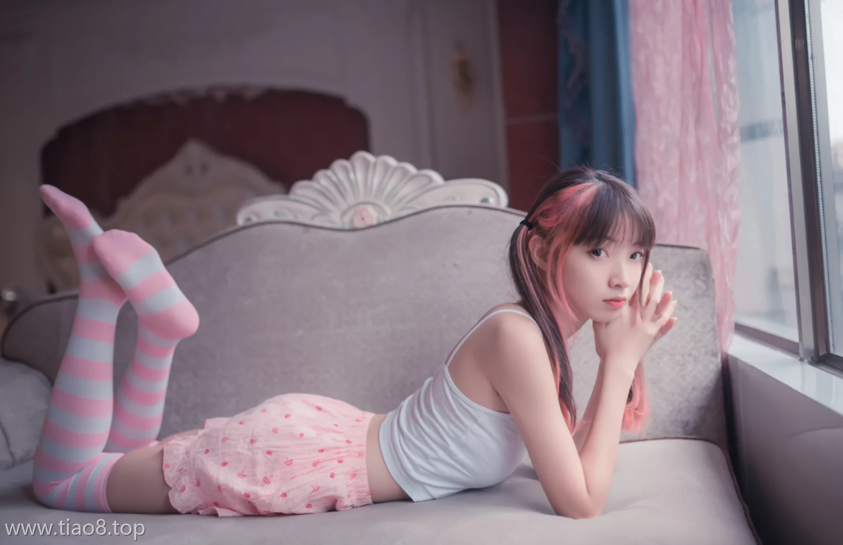 美图欣赏丨Coser祖木子:NO.013-粉白条纹小可爱[50P-220MB]