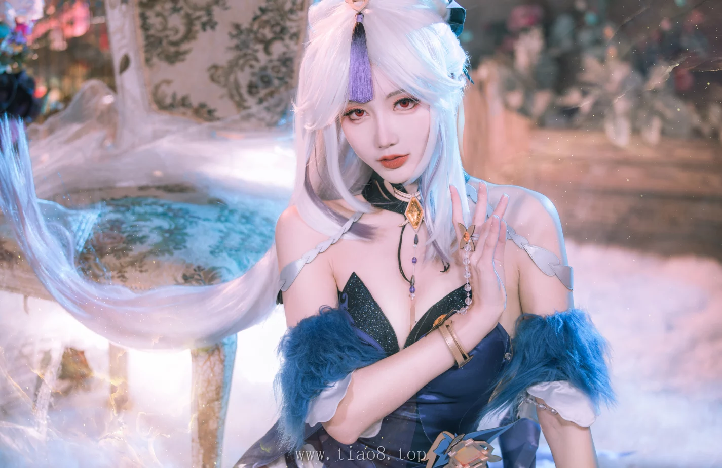 美图欣赏丨Coser如月灰:NO.026-原神 凝光 纱中幽兰[11P-141MB]