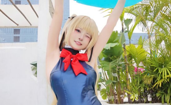 玛莉萝丝的水着cosplay,阳炎型小菠萝展现可爱迷人的夏日气息