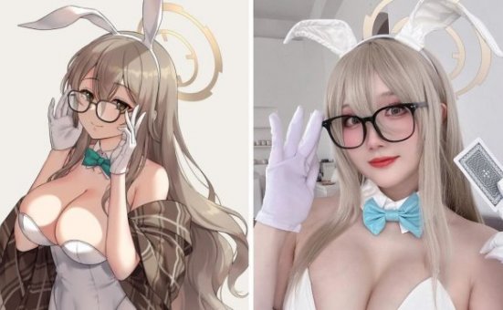 [蔚蓝档案]瓜希酱cos室笠朱音，性感可爱尽显兔女郎魅力