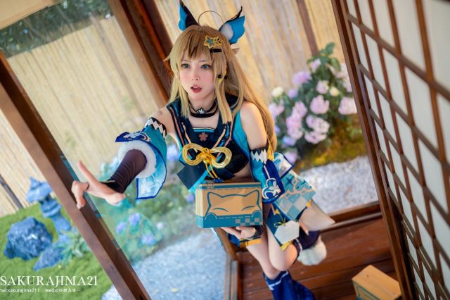 樱岛嗷一cos《原神》绮良良，勾勒出甜美猫娘的独特魅力