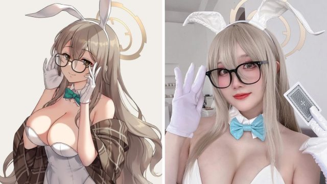 [蔚蓝档案]瓜希酱cos室笠朱音，性感可爱尽显兔女郎魅力