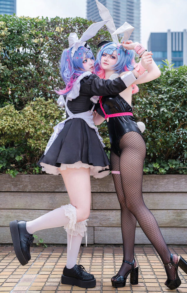 Rabbit Hole初音未来COS|acosta!女仆初音与兔女郎初音同框